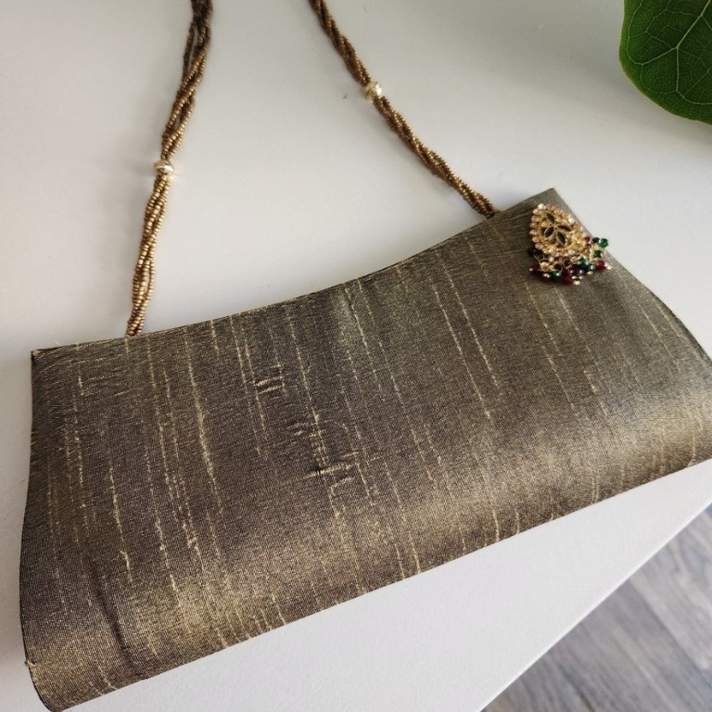 Metallic Beaded Clutch